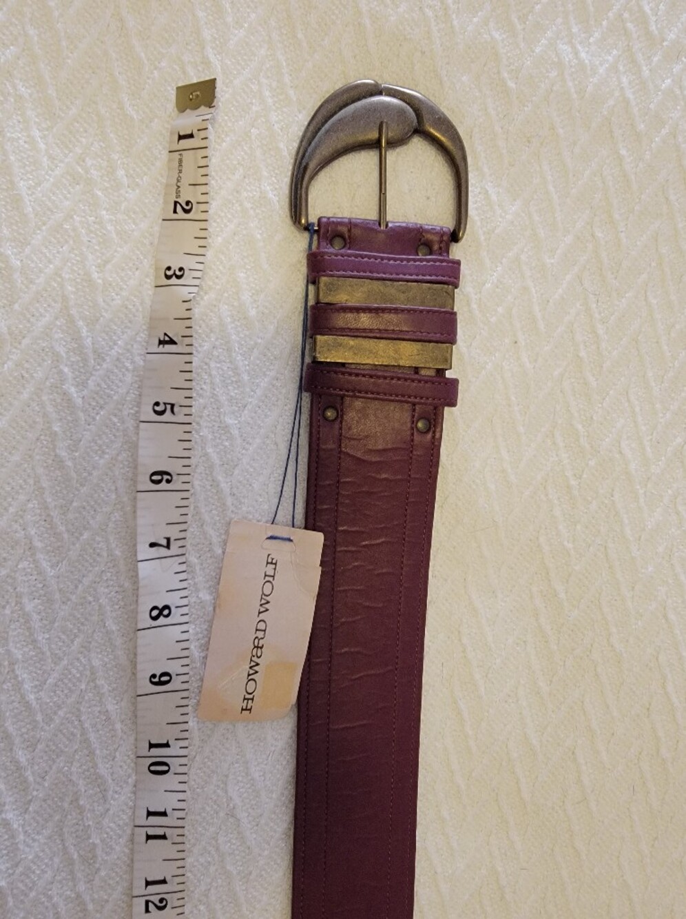 Vintage Howard Wolowitz Plum Leather Belt with Antique Silver Buckle